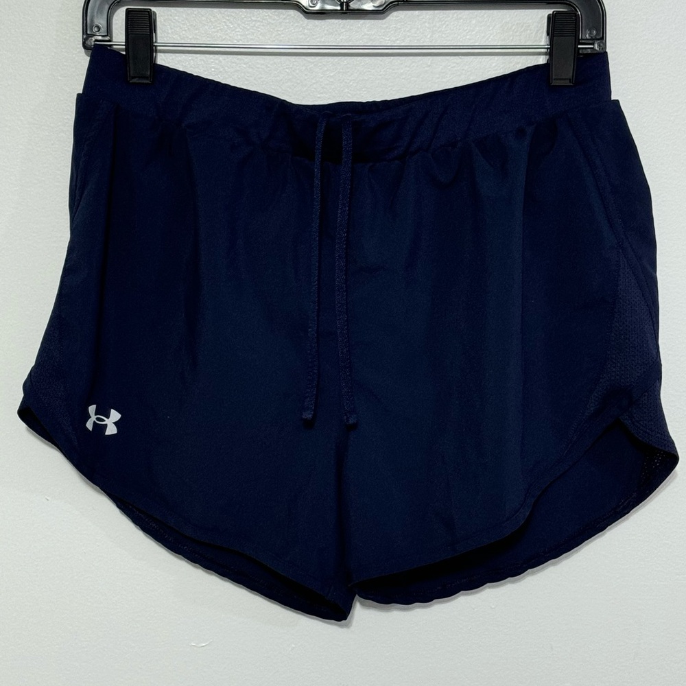 Women’s Under Armour Heat Gear Athletic Running Shorts Blue Size Medium